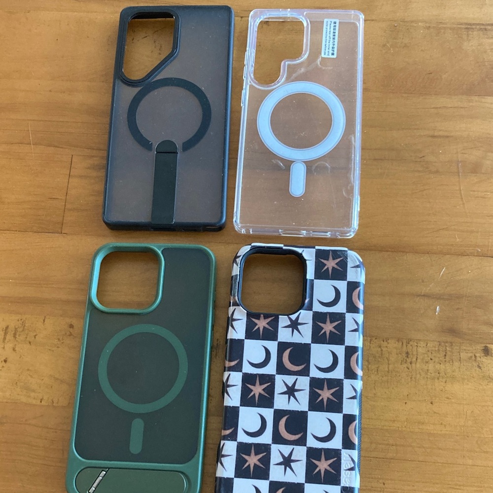 LOT of 4 Premium Phone Case Collection - Black, Clear, Green, Patterned